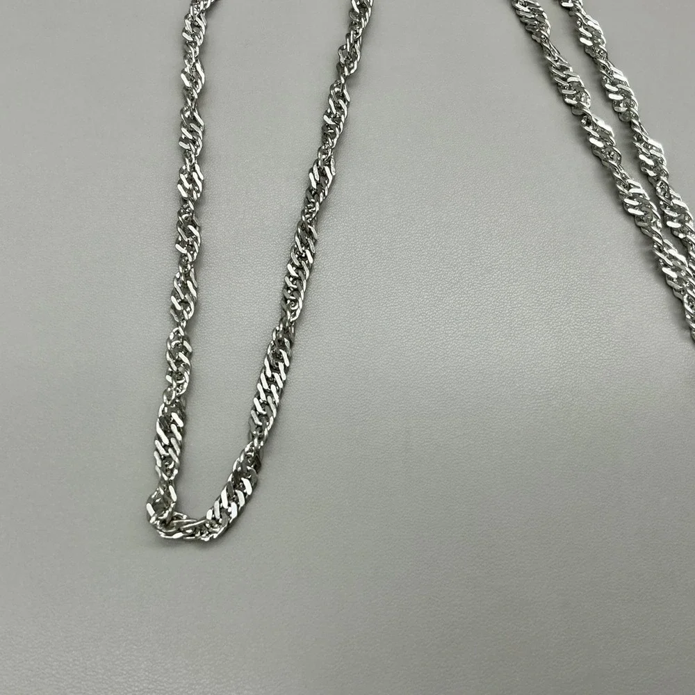 Necklace Silver Tone Twisted Rope Chain Long Layering Statement 40 Inch Classic